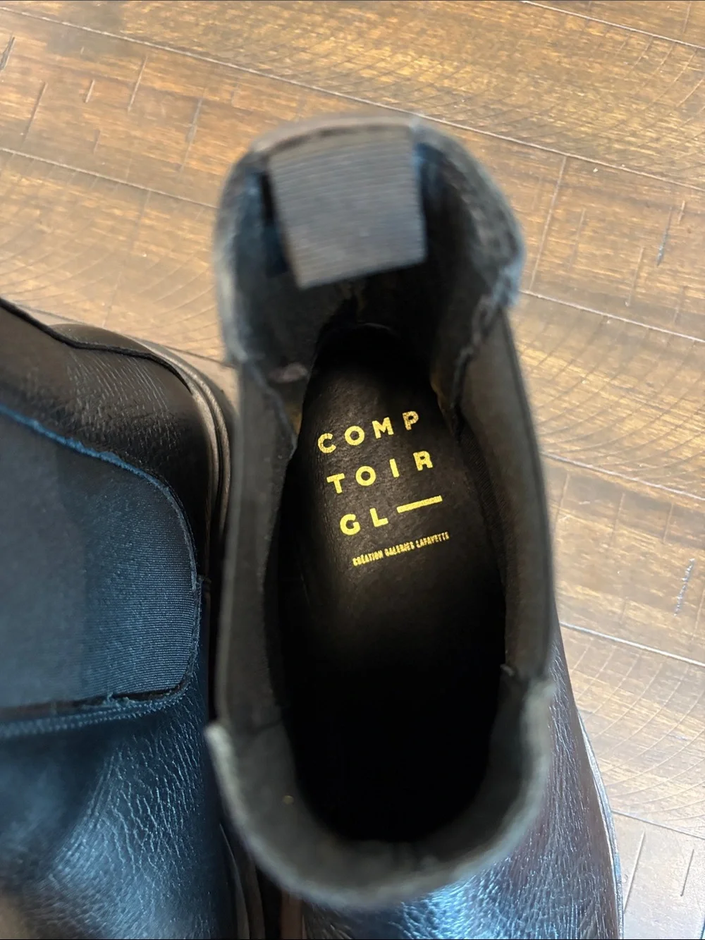 Comptoir Des Cotonniers Black Leather Chelsea Lug Boots